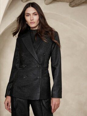 Banana Republic Luci Lurex Pinstripe Blazer and Slim Pant - Size 8 & 8R